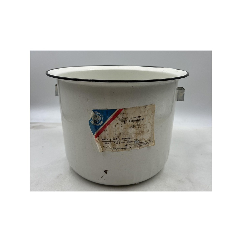 Vintage Columbian 11 Combinet White Enamelware 7 Qt Pot Bucket Made in USA